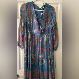 Soft Surroundings Blue Embellished Tiered Sundress